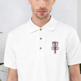 Flat Disc Golf Basket Embroidered Polo Shirt